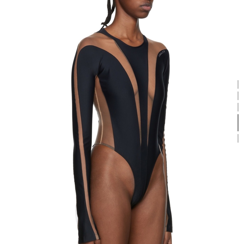 NEVER WORN Mugler black illusion bodysuit black/nude(sheer) FR size 36(US small)